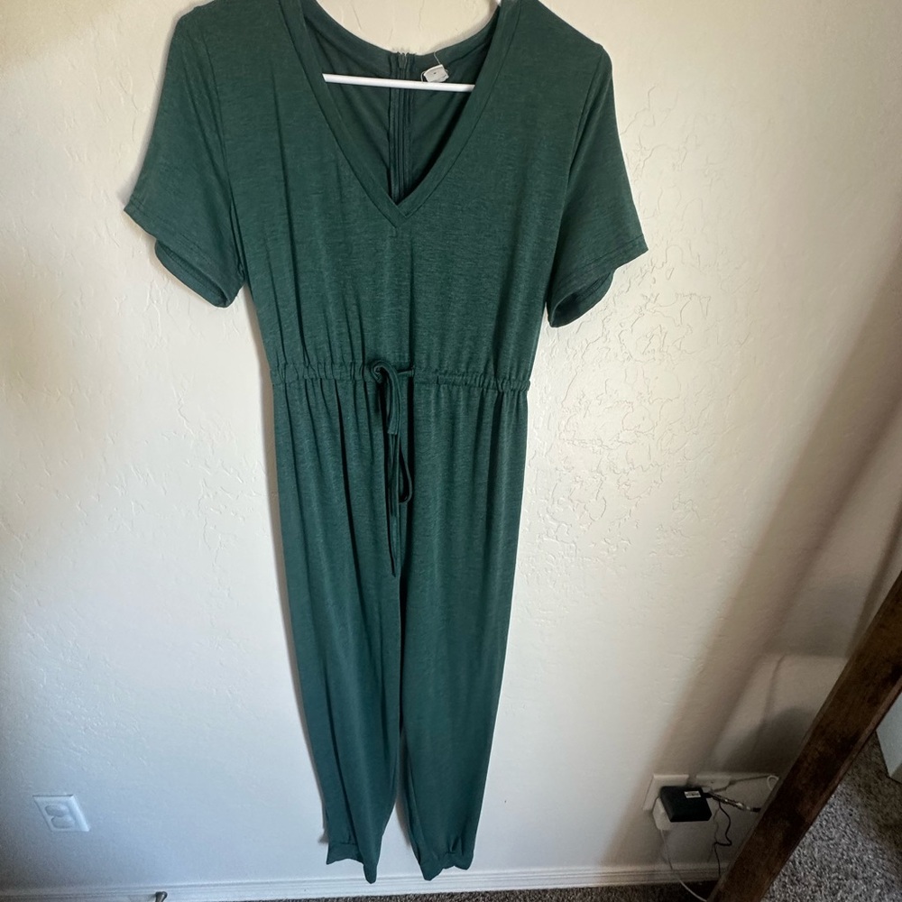Green Short Sleeve Jumpsuit